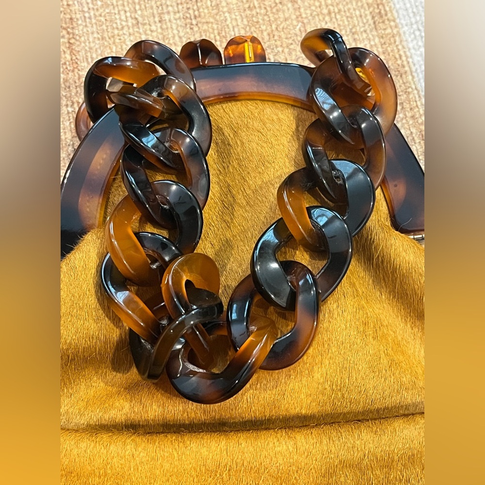 Anthropologie 100% Calf Hair Mini Top Handle Bag 8” brown and tortoiseshell - Picture 6 of 10